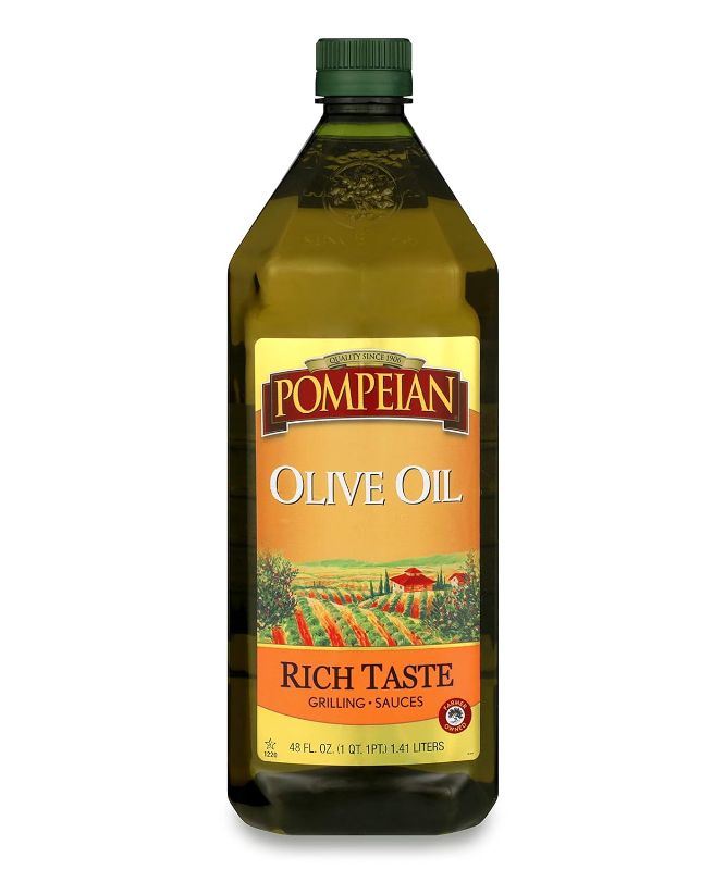 Photo 1 of Pompeian Rich Taste Olive Oil, Full Flavor, Perfect for Grilling & Sauces, Naturally Gluten Free, Non-Allergenic, Non-GMO, 48 FL. OZ.
Best By: 6/24
