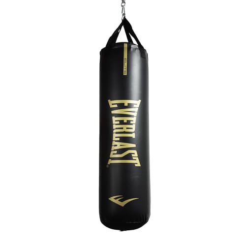 Photo 1 of Everlast Elite 2 Nevatear Heavy Punching Bag Home Gym Equipment with Dual Hanging Strap and Swivel Mount for Boxing and Martial Arts Training, Black
