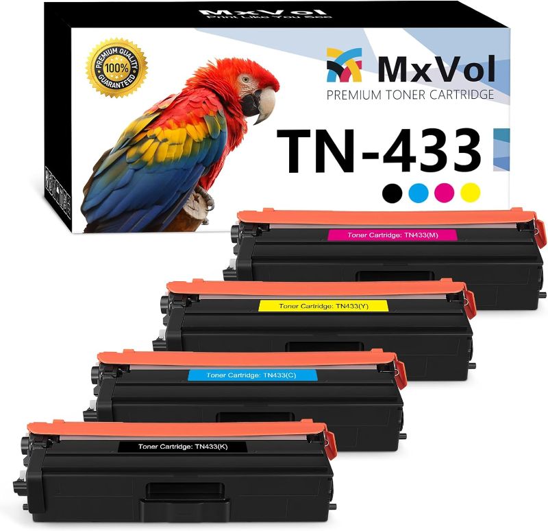 Photo 1 of MxVol Compatible TN433 TN431 TN-433 Toner Cartridge Replacement for Brother TN 433 TN-431 MFC-L8900CDW MFC-L8610CDW HL-L8360CDW HL-L8260CDW Printer Toner (TN433BK TN433C TN433M TN433Y, 4-Pack)
