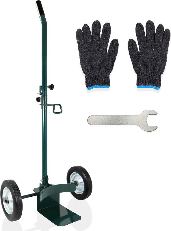 Photo 1 of Tanoyit-Potted Plant Mover Dolly with Puncture-Free Wheels-Heavy-Duty Plant Pot Mover Caddy with Adjustable Grip Arm-Complete with Assembly Tool and Utility Gloves, Green, 22.8 x x11 x 7.8 Inches
