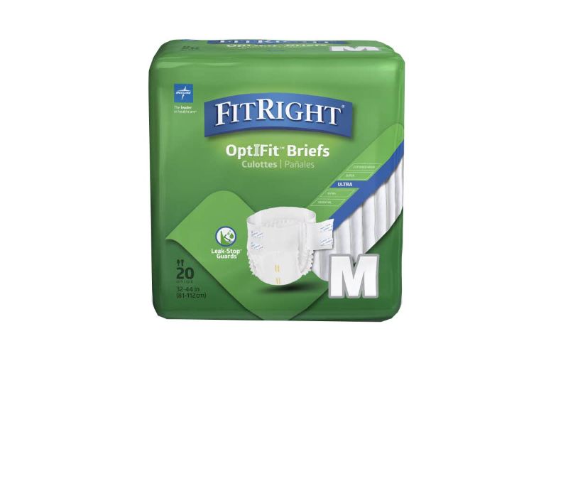 Photo 1 of FitRight OptiFit Ultra Adult Briefs, Incontinence Diapers with Tabs, Heavy Absorbency, Medium, 32 to 44", 20 Count
