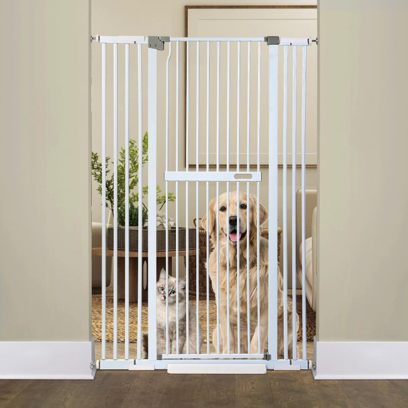 Photo 1 of 59" Extra Tall Cat Gate, Pet Gate for Doorways and Stairs 29"- 40" Wide, No Drill Wall Protected, 20" Wide Walk Thru Auto Close Metal Dog Gate