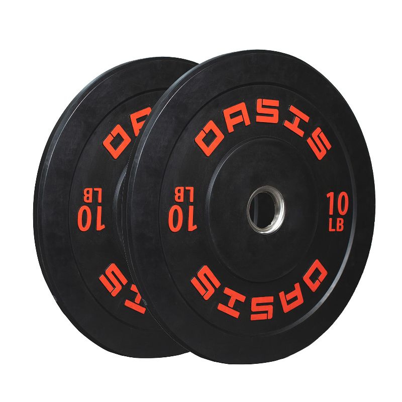 Photo 1 of OASIS SPORT Pair Bumper Plate Weight Plate with 2-inch Steel Hub for Strength Training & Weightlifting 10 LB Pair