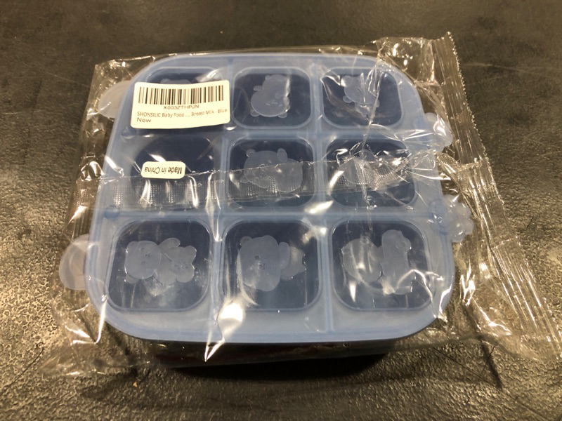 Photo 1 of Silicone Freezer Tray with Lid, Food Storage Container for Homemade Baby Food, Vegetable, Fruit Purees, Breast Milk Feeder & Mini Nibble Combo, Breastmilk Popsicle Molds, (blue)