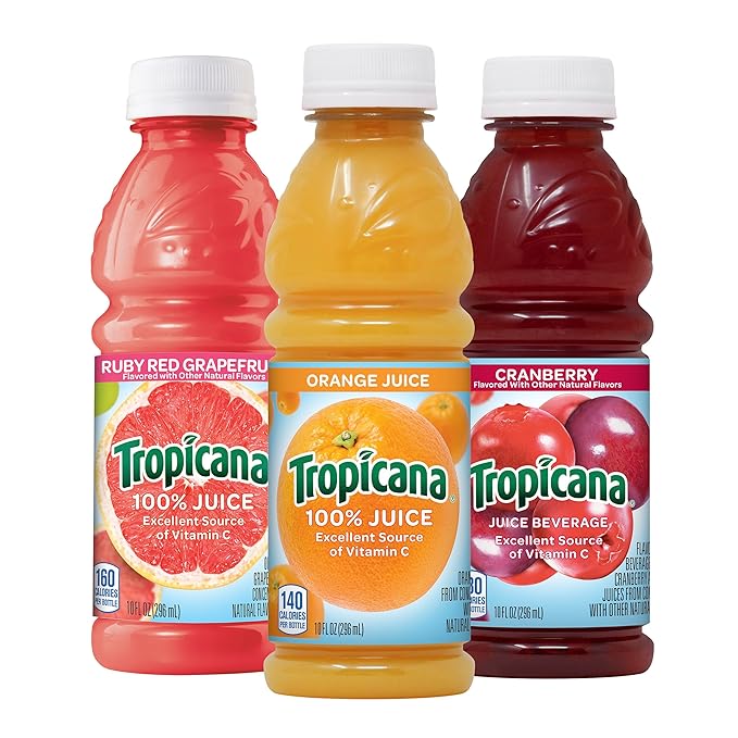 Photo 1 of Tropicana Juice Beverage, 3 flavor 10 fl oz (Pack of 24) - Cranberry Juice, Orange Juice, Ruby Red Grapefruit