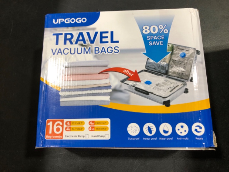 Photo 1 of Combo 16 Pack Travel Vacuum Bags with Prtable Electric Pump,Vacuum Seal Bags for Clothing,Space Saver Vacuum Storage Bags,Vacuum Travel Bags for Luggage,Travel Essentials