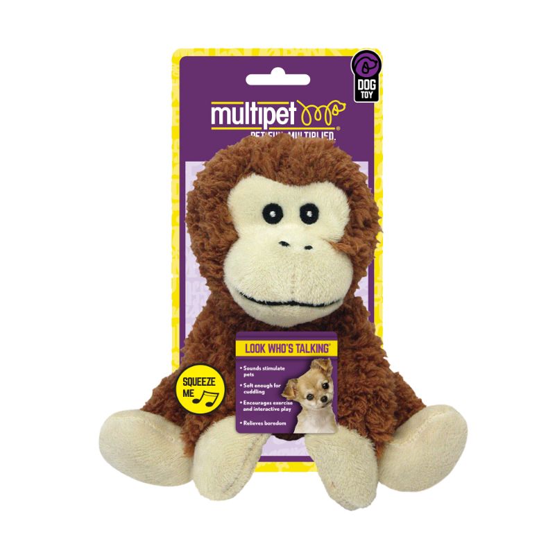 Photo 1 of Multipet Look Who S Talking Plush Monkey Dog Toy
