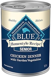 Photo 1 of Blue Buffalo Homestyle Recipe Senior Wet Dog Food, Made with Natural Ingredients, Chicken Dinner with Garden Vegetables, 12.5-oz. Cans (12 Count)