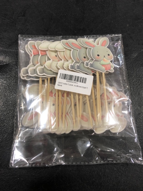 Photo 1 of 30 PCS Easter Cupcake topper Bunny Cupcake Toppers Easter Egg Cupcake Topper Rabbit Easter Party Cake Topper Decorations (Brown) (Style 7)