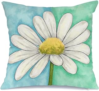 Photo 1 of AACORS Spring Pillow Cover 18x18 Inch Watercolor Daisy Decorations Farmhouse Seasonal Pillow Case Decor for Sofa Couch?Green and Blue AA456-18