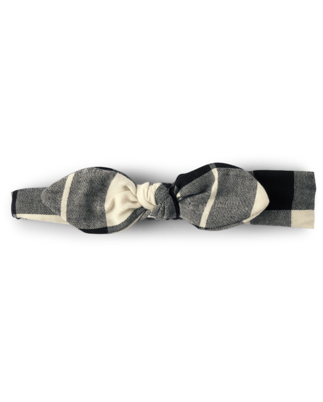 Photo 1 of The Children's Place Baby Girls Plaid Bow Headwrap in Black | Cotton/Polyester
