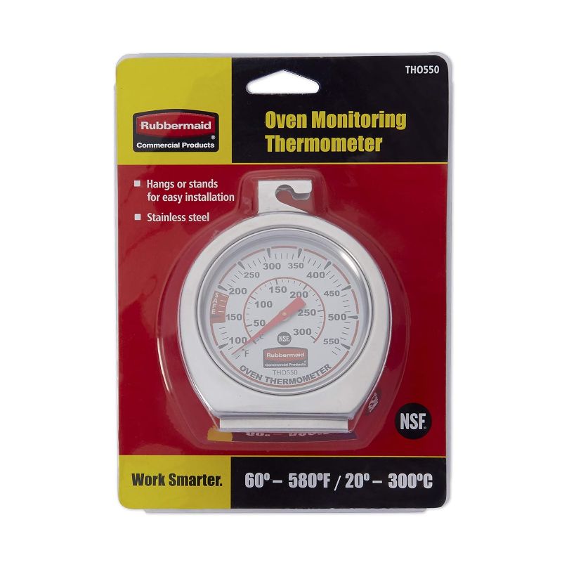 Photo 1 of Rubbermaid Commercial Products Stainless Steel Monitoring Thermometer for Oven/Grill/Meat/Food, 60-580 Degrees Fahrenheit Temperature Range, Easy to Read Food Thermometer For Cooking

