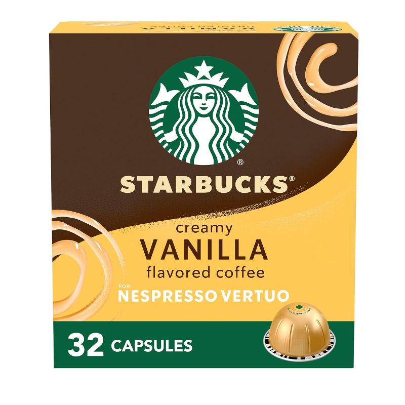 Photo 1 of Starbucks by Nespresso Vertuo Line Vanilla Flavored Coffee (8-count single serve capsules, compatible with Nespresso Vertuo Line System) Naturally Flavored, 4 Pack - BBD 25/07/2024
