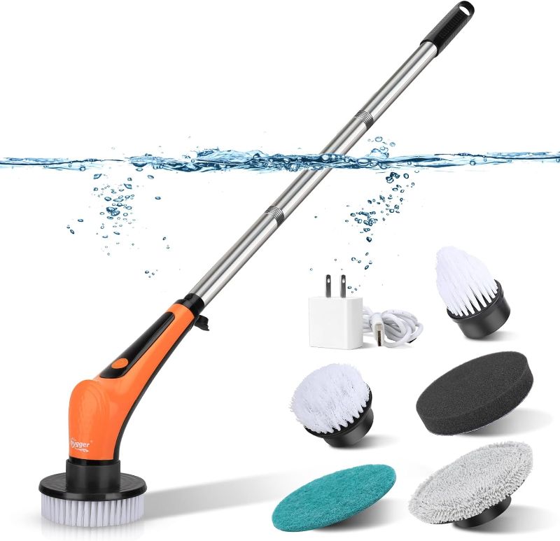 Photo 1 of hygger IPX8 Electric Aquarium Cleaning Brushes, Rechargeable Cleaner Tools Kit with 6 Replaceable Clean Spin Brush Heads Cordless Use 2 Speeds Adjustable Handle for Dog House Outdoor/Cat Litter Boxes
