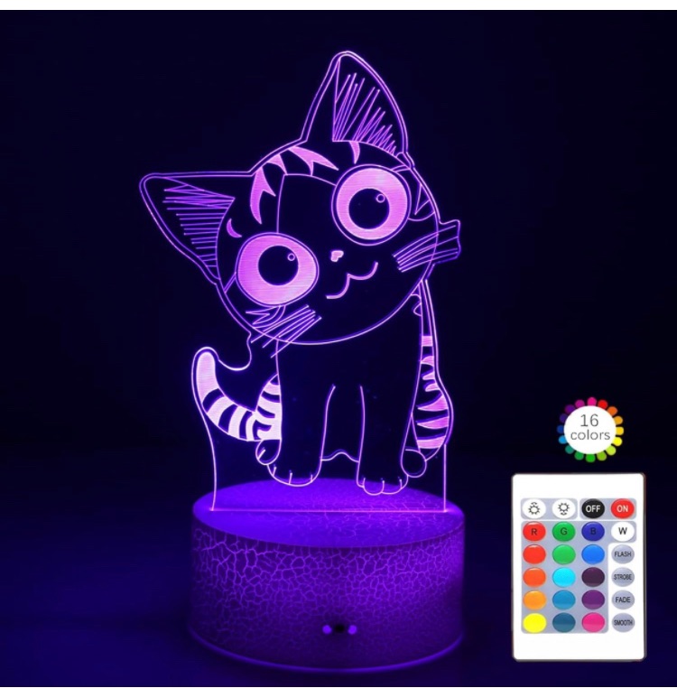 Photo 1 of Cat Night Light Kitty Lamp LED Neon Glow Anime Cat Lamp with 16 Colors Remote Touch Control,Perfect Gifts 7 Colors Lamp for Bedroom Glow Girls Boys Children Stuff Feature