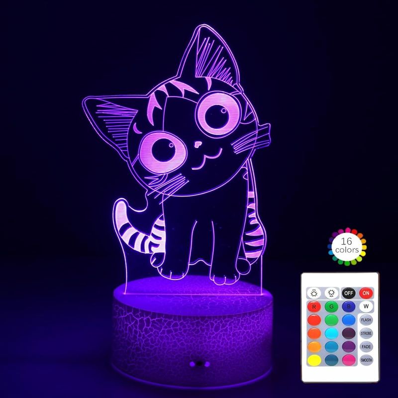 Photo 1 of Cat Night Light Kitty Lamp LED Neon Glow Anime Cat Lamp with 16 Colors Remote Touch Control,Perfect Gifts 7 Colors Lamp for Bedroom Glow Girls Boys Children Stuff Feature
