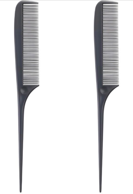 Photo 1 of 2pcs 8.8 Inch Tail Comb Parting Comb Pintail Combs Carbon Fiber Anti Static And Heat Resistant Barber Comb for Sectioning, Teasing and Salon Hair Stylist Hair Comb