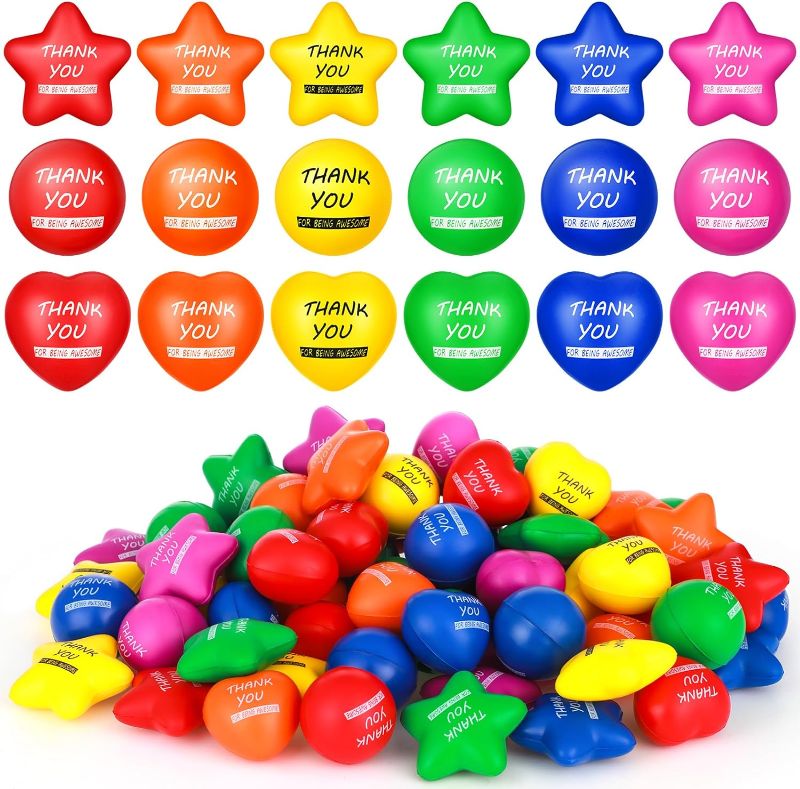 Photo 1 of 120 Pcs Motivational Stress Balls Bulk Colorful Thank You Anxiety Relief Balls 1.57 and 2.17 Inch Small Inspirational Quote Foam Stress Balls for Kids Adults School Office(Classic)
