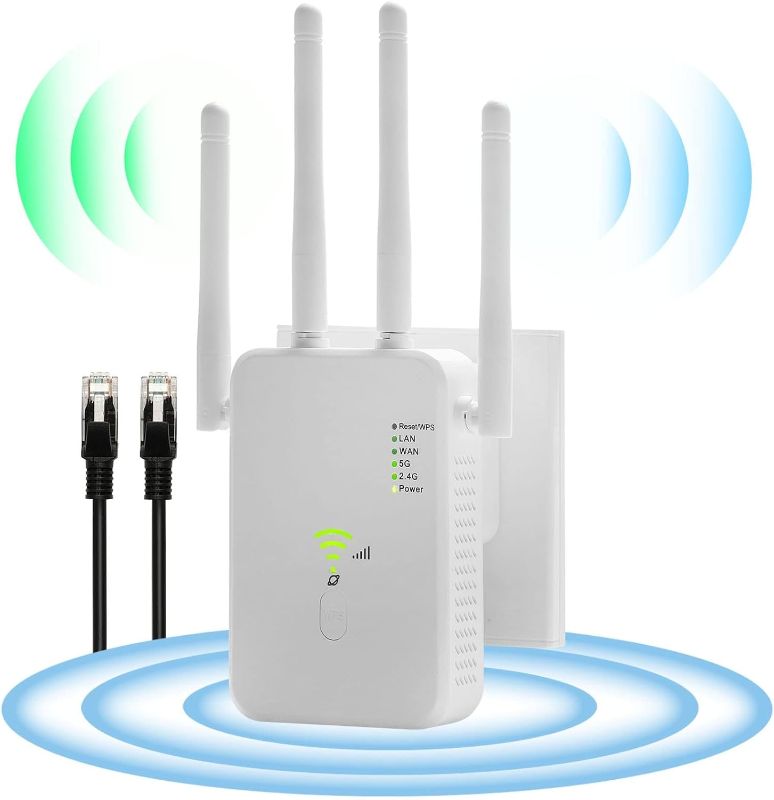 Photo 1 of WiFi Booster 2024, WiFi Extender, WiFi Range Extender 1200Mbps, Wireless Signal Repeater Booster 2.4 Dual Band 4 Antennas 360° Full Coverage
