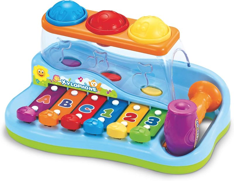 Photo 1 of Pop 'N Play Pound a Ball Toy for Toddlers 1-3 – Xylophone Baby Musical Toy Play Station – 6 Piano Keys, Colorful Balls, Exciting Hammer Toy - Fun to Play, Learn & Develop Fine Motor Skills
