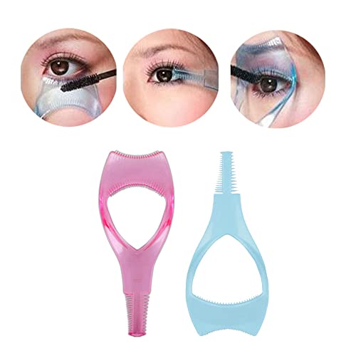 Photo 1 of Eyelash Brush Tool?2pcs 3 in 1 Makeup Cosmetic Eyelash Tool Upper Lower Eye Lash Mascara Guard Applicator ?For Women Girls (Pink+blue)
