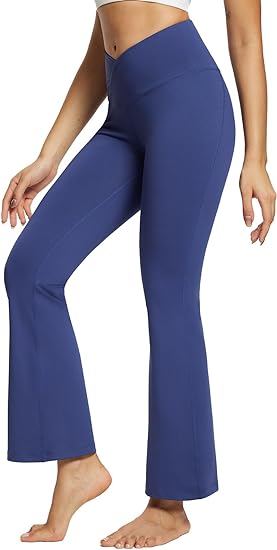 Photo 1 of BALEAF Women's Flare Leggings, Trendy Crossover Yoga Pants, High Waist Casual Workout Bell Bottom Leggings
size large
