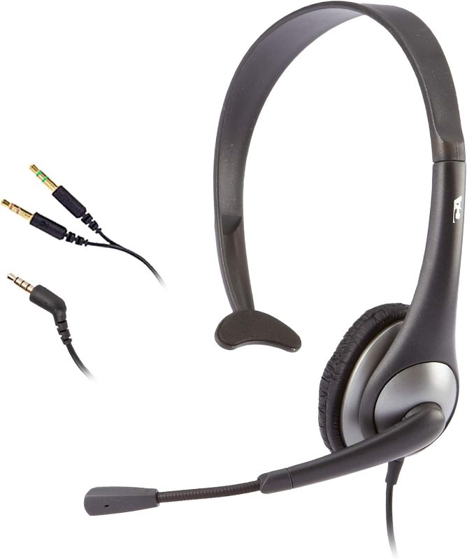 Photo 1 of Cyber Acoustics Mono Headset, headphone with microphone, great for K12 School Classroom and Education (AC-104),Gray
