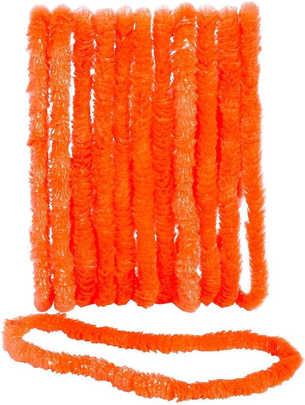 Photo 1 of Fun Express Orange Plastic Leis (Bulk Set of 50) Luau and Tropical Party Supplies
