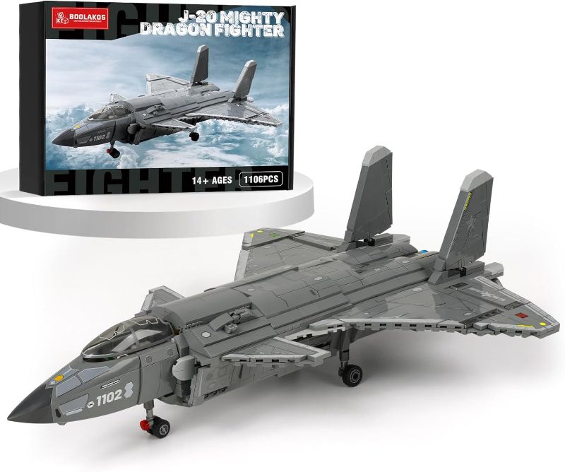 Photo 1 of J-20 Mighty Dragon Fighter, Air Force Fighter Jet Building Block Set, Military Aircraft Display Brick Sets Toy for Adult Gift Giving (1,106 Pieces)…
