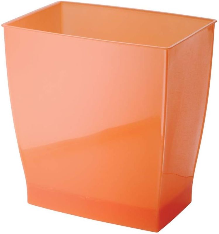 Photo 1 of iDesign 64780 Spa Rectangular Trash, Waste Basket Garbage Can for Bathroom, Bedroom, Home Office, Dorm, College, 2.5 Gallon, Tango
