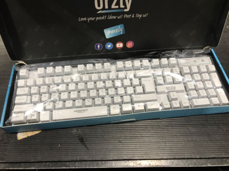 Photo 2 of Orzly White Gaming Keyboard RGB USB Wired Rainbow Keyboard Designed for PC Gamers, PS4, PS5, Laptop, Xbox, Nintendo Switch, RX-250 Hornet Edition
