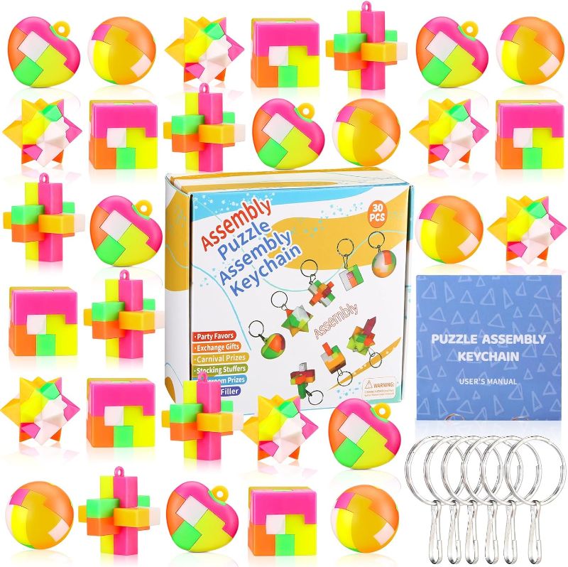 Photo 1 of 30 Pack Brain Teaser Puzzles Party Favors for Kids 8-12 4-8 3-5,Valentines Gifts for Kid Boys Girls, Birthday Party Favors Goodie Bags Stuffers Return Gifts Treasure Box Prizes Toys for Kids Classroom
