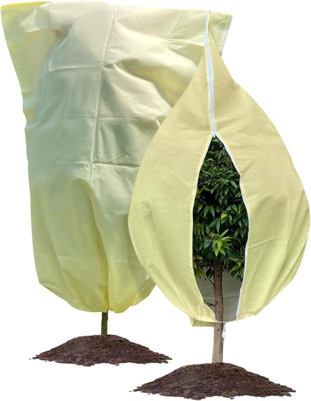 Photo 1 of Plant Covers Freeze Protection Large, 2 Packs 60''W x 70''H Shrub Covers with Zipper and Drawstring, Frost Cloth for Winter, Outdoor Plant Blankets for Cold Weather
