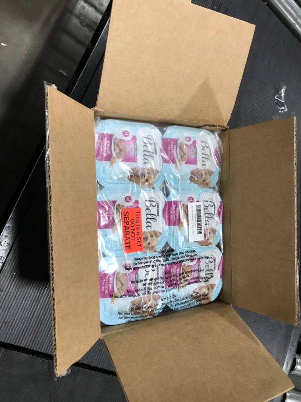 Photo 1 of (24 Pack) Purina Bella Grain Free Natural Small Breed Pate Wet Dog Food Variety Pack Lamb & Beef 3.5 Oz. Trays
