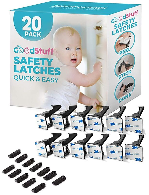 Photo 1 of Baby Proofing Cabinet Locks for Babies [20 Pack]Adhesive Baby Safety Child Locks for Cabinets - 2 Inch Square Base (Please Check Cabinets and Drawers for Space to Install)
