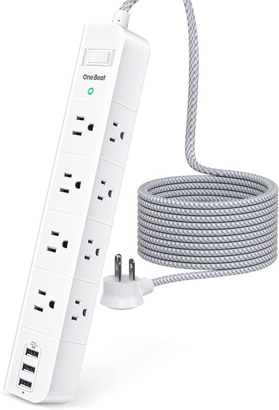 Photo 1 of 5 ft Extension Cord, Power Strip Surge Protector - 8 Widely AC Outlets 3 USB, Flat Plug, Desktop Charging Station with Overload Protection, Wall Mount for Home, Office, Travel, Computer ETL Listed
