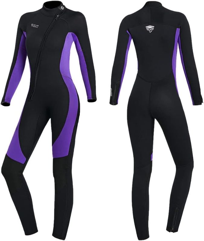 Photo 1 of Wet Suits for Women Men Full Body 3MM Neoprene Wetsuit Diving Suit in Cold Water, Long Sleeves Front Zip Scuba Wetsuits One Piece Thermal Swimsuit for Surfing Snorkeling Kayaking Swimming Canoeing
