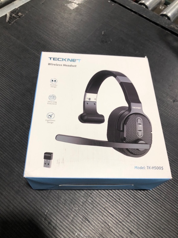 Photo 2 of TECKNET Bluetooth Trucker Headset, Single and Dual Ear Wireless Headset with Mic for Work Noise Cancelling, 50Hrs 3 EQ Music Modes Trucker Bluetooth Headset for PC, Drivers, Office, Call Center Work
