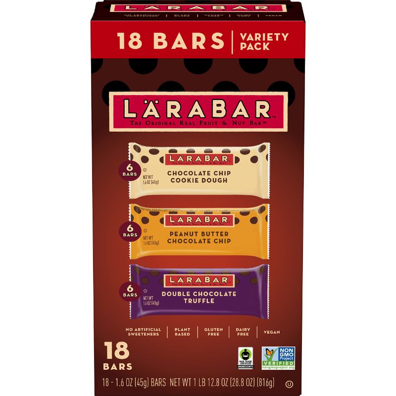 Photo 1 of Larabar Chocolate Variety Pack, Gluten Free Vegan Fruit & Nut Bars, 18 ct Chocolate  18 Count (Pack of 1)
