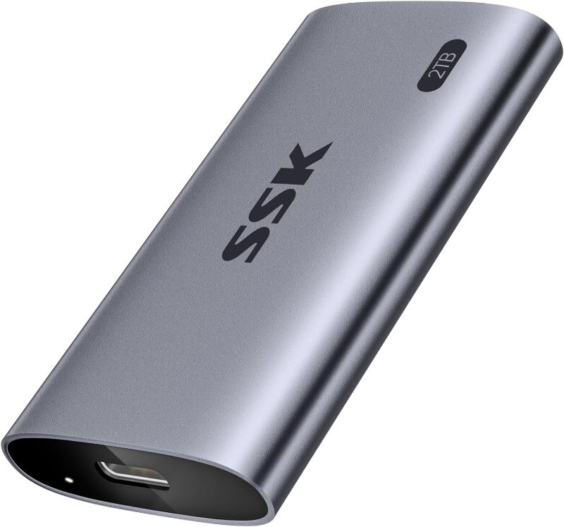Photo 1 of SSK Portable SSD 2TB, up to 2000MB/s External Solid State Drives, USB 3.2 Gen2X2 NVMe SSD External Hard Drive, Ultra Low Power for iPhone 15/ MacBook/Pro/OTG Phone/Laptops
