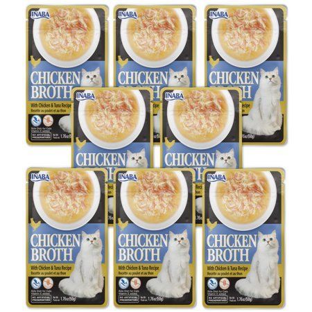 Photo 1 of INABA Chicken Broth Complement/Topper/Treat for Cats Eight 1.76 Oz Pouches Chicken & Tuna
