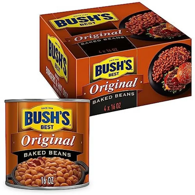 Photo 1 of BUSH'S BEST 16 oz Canned Original Baked Beans, Source of Plant Based Protein and Fiber, Low Fat, Gluten Free, (Pack of 4)
