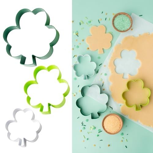 Photo 1 of Cookie Cutter Kingdom, Shamrock Cookie Cutter Set, 3 Pack, St. Patricks Day Clover, Cookie Cutter Mold Perfect for Cakes Biscuits and Sandwiches (Sham
