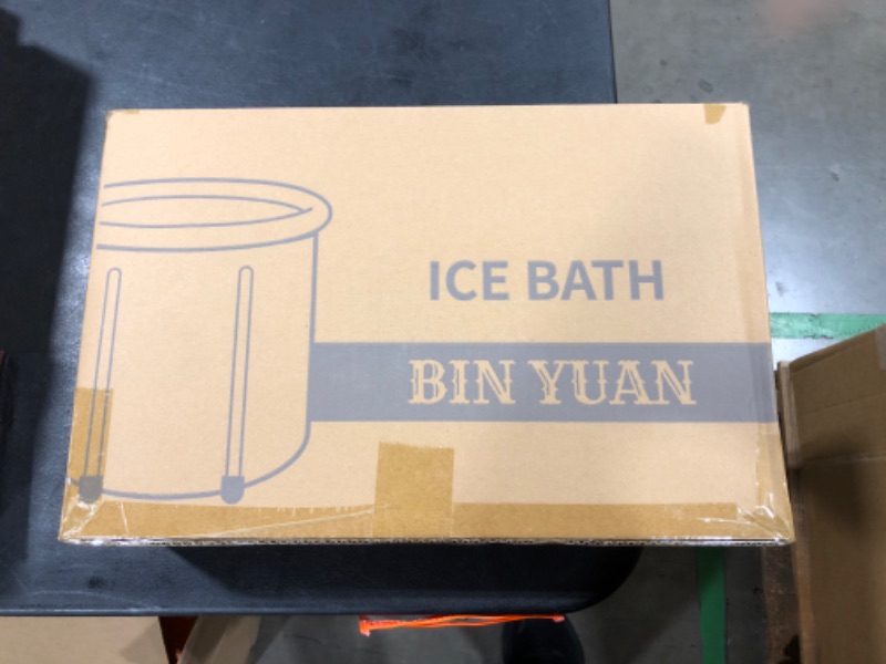 Photo 1 of B&Y Portable Ice Bath Tub, Foldable Bathtub for Adult Inflatable Outdoor Cold Plunge Tub Freestanding Bathtub Hot Tub Spa Tub for Shower Stall (Black+Lid, 29.5"? x 29.5"H) 29.5"? x 29.5"H Black+Lid