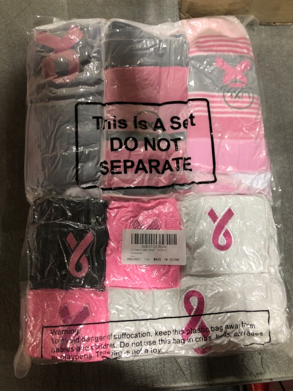 Photo 2 of 6 Sets Breast Cancer Awareness Accessories Include 6 Pairs Over The Calf Socks 6 Terry Cloth Sweatbands 6 Pairs Wristbands for Women Men Youth Working Out Gym Running Softball Basketball