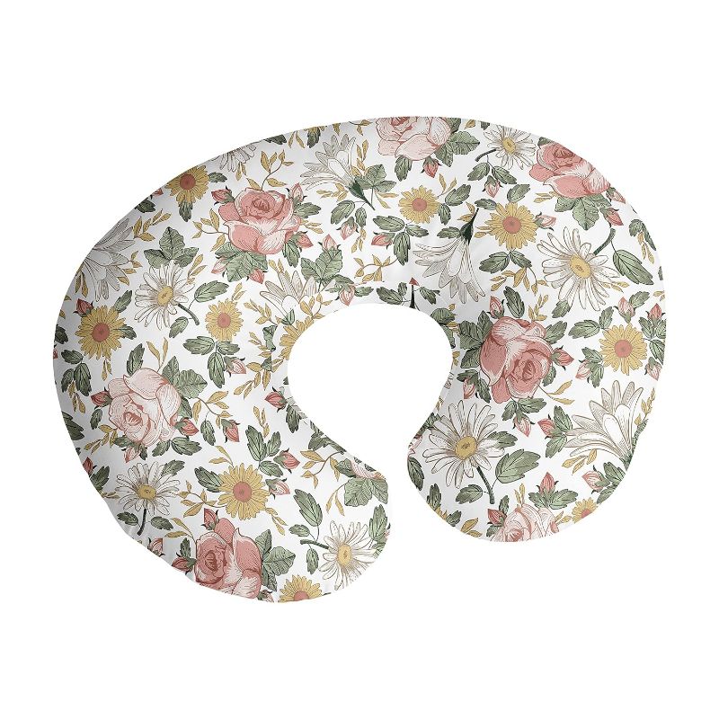 Photo 1 of Sweet Jojo Designs Vintage Floral Boho Nursing Pillow Cover Breastfeeding Pillowcase for Newborn Infant Bottle Breast Feeding Pillow NOT Included Blush Pink...
