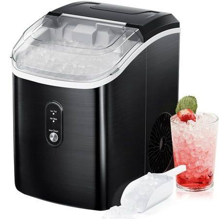 Photo 1 of AGLUCKY Nugget Ice Maker Countertop Portable Ice Maker Machine with Self-Cleaning Function 33lbs/24H One-Click Operation Pellet Ice Maker for Home
