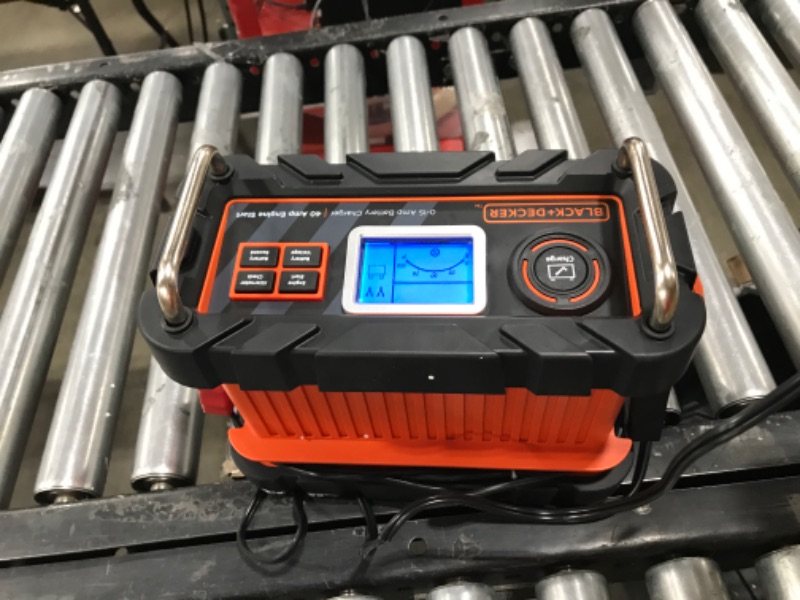 Photo 1 of BLACK+DECKER BC15BD Fully Automatic 15 Amp 12V Bench Battery Charger/Maintainer with 40A Engine Start, Alternator Check, Cable Clamps 15 Amp Charger