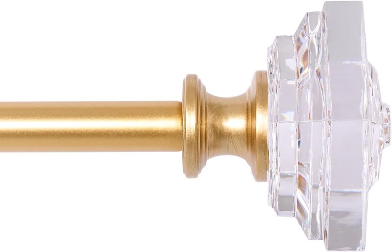 Photo 1 of Acrylic Square Finials Curtain Rod?3/4" Diameter Single Deorative Curtain Rod, Adjustable Length from 48 to 84 Inches?Gold
