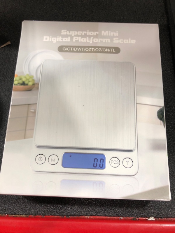 Photo 1 of  Gram Scale, Digital Pocket Scale Portable Mini Size 500g x 0.01g with Back-Lit LCD Display Stainless Steel Platform Grams Ounces for Coffee Brewing Jewelry Cooking Baking